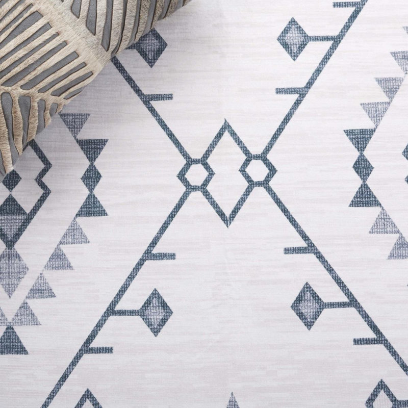 Arizona Lomanto Machine Washable Non-Slip White & Grey Rug, Rectangle 274 x 366cm