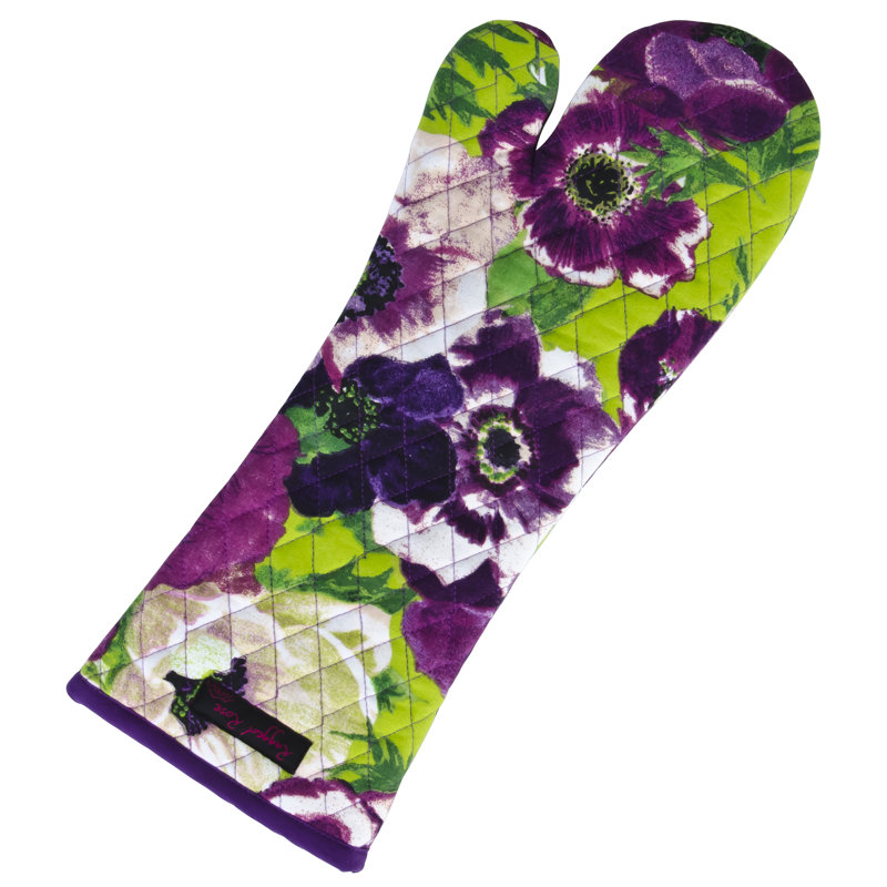 Belfry Kitchen Alexys Floral Cotton Oven Mitt, Purple