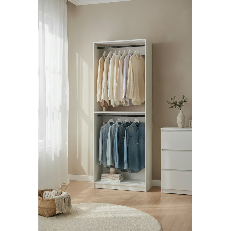 Garde-robe en bois blanc 32 po avec deux tringles Prosper