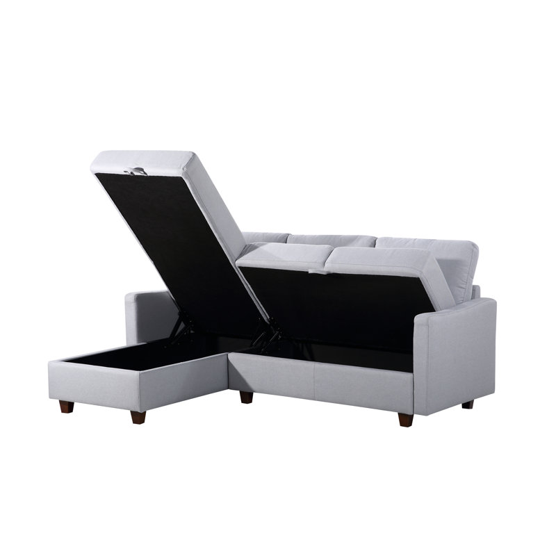 Canapé modulaire réversible avec rangement, Polyester gris clair