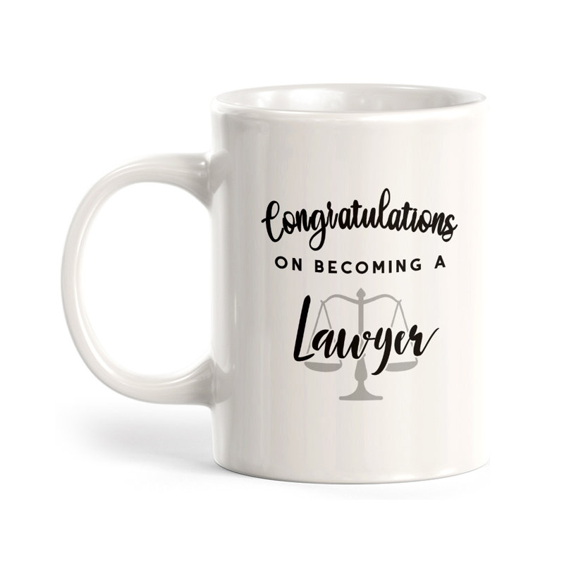 Grande tasse à café Dale, 11 oz, « Congratulations On Becoming A Lawyer »