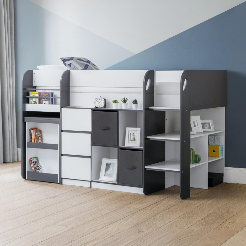 Fia 90 X 190cm Mid Sleepers with Storage Included, Charcoal/White