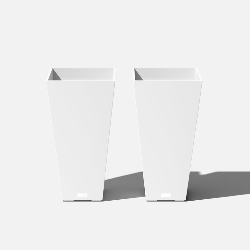 Midland Modern 26" White Recycled Plastic Indoor/Outdoor Planter