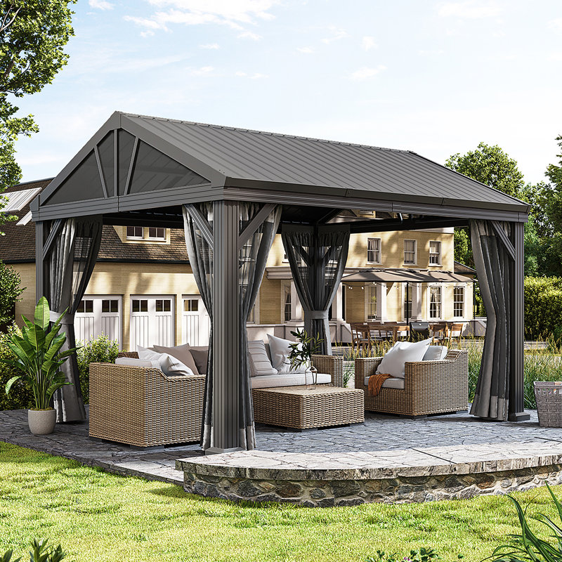 Metal Gazebo 12 Feet Wide X 10 Feet Deep Patio Pergola