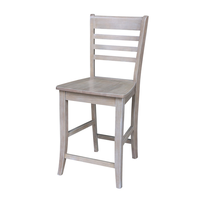 Guzik Solid Wood Counter Stool, Washed Gray Taupe