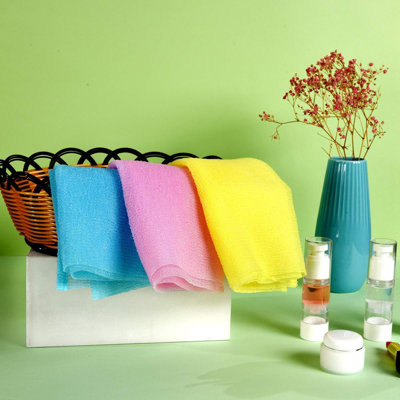 Gant de toilette exfoliant pour le corps, laveur pour le dos, pour la douche, gant de beauté japonais, gant de toilette, gommage coréen, serviette de luffa, éponge, luffa pour le corps, paquet de 3