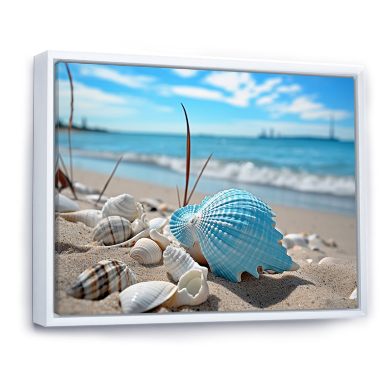 «Allexandra Minimalisme Beachside Tranquility II», reproduction sur toile, H 12 po x l 20 po x P 1 po, Cadre flottant blanc