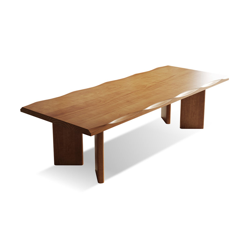 Brown Rectangular Solid Wood Dining Table, 29.53"H x 86.61"L x 35.43"W