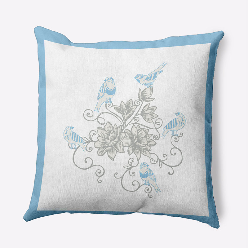Coussin décoratif floral intérieur / extérieur en polyester, H 18 po x l 18 po, Carré