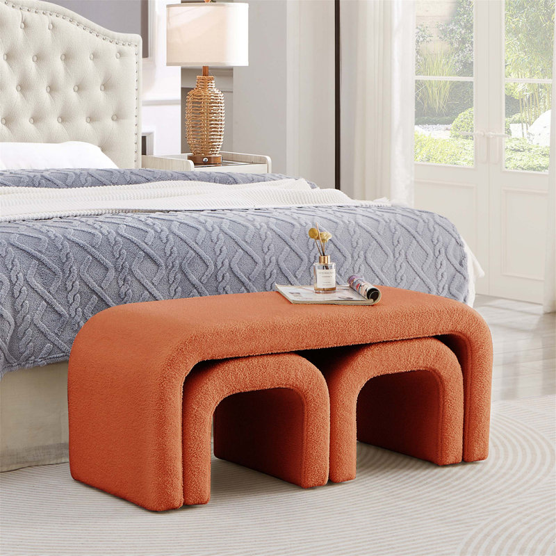 Ensemble de banc de repose-pieds polyvalent pour diverses pièces, améliorant le confort et le style, Orange