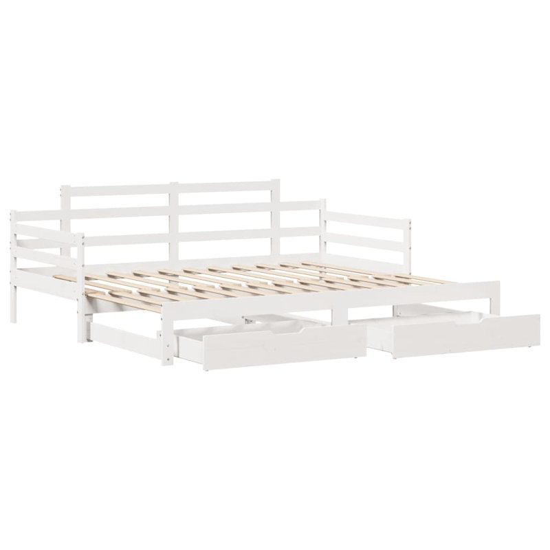 Rhania Solid Wood Daybed with Trundle, Single (3'), White
