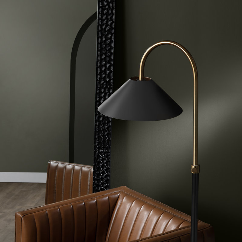 67.5" Metal Floor Lamp With Black Shade