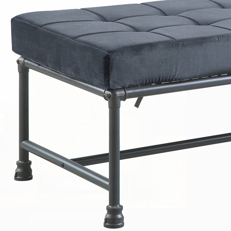 Banc en velours gris et gris sablé avec mousse à mémoire de forme et structure en métal durable pour une assise élégante