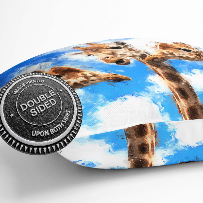 Three Giraffes Cushion with Filling, 40cm H x 40cm W x 15cm D