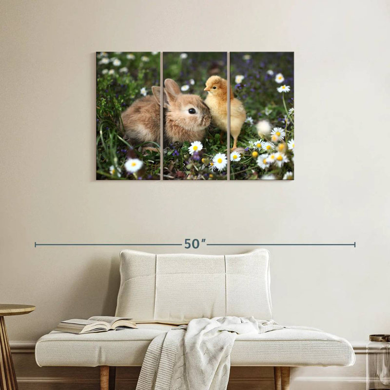 Cute Animals With Chamomile, 24" H x 38" W