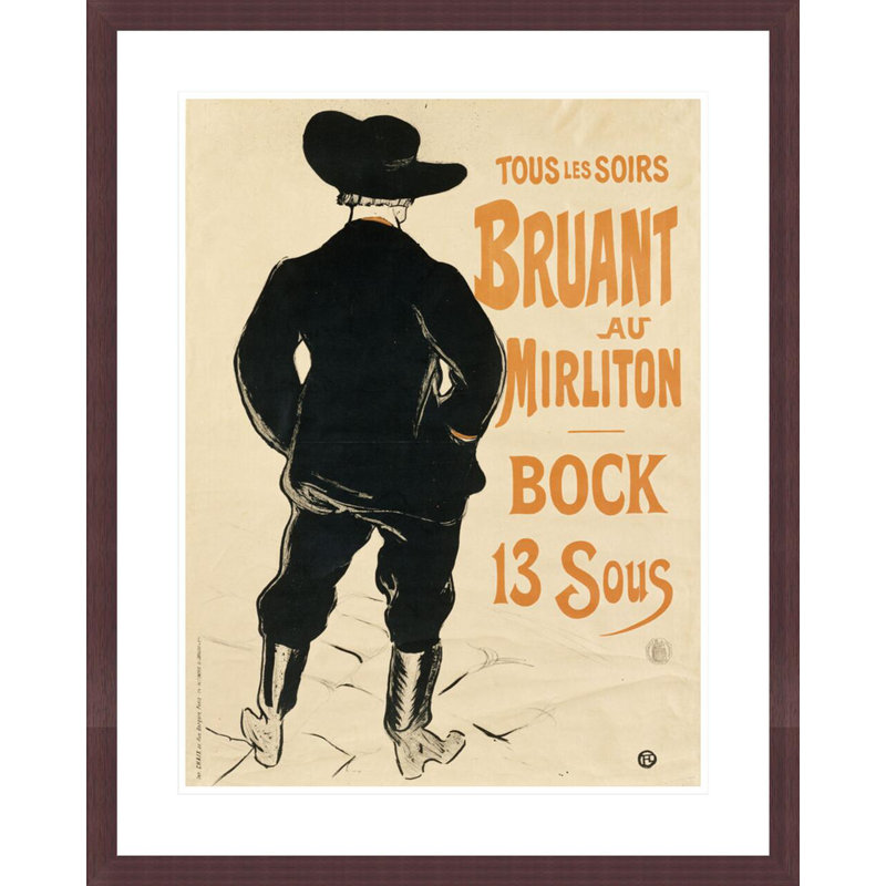 «Aristide Bruant» par Henri de Toulouse-Lautrec, impression giclée sur cadre, H 29,22 po x l 23,5 po