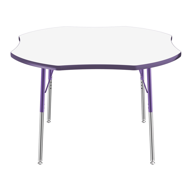 Table d'activité à sec avec pieds réglables, Roulement pivotant standard, Trèfle, Whiteboard/Purple