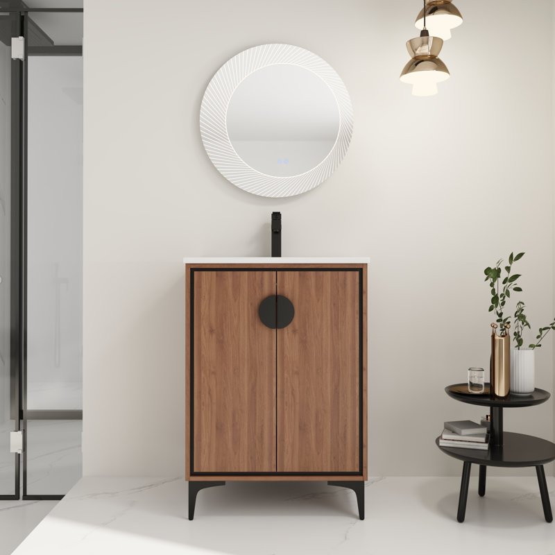 Meuble-lavabo simple 24 po - autoportant avec portes à fermeture en douceur