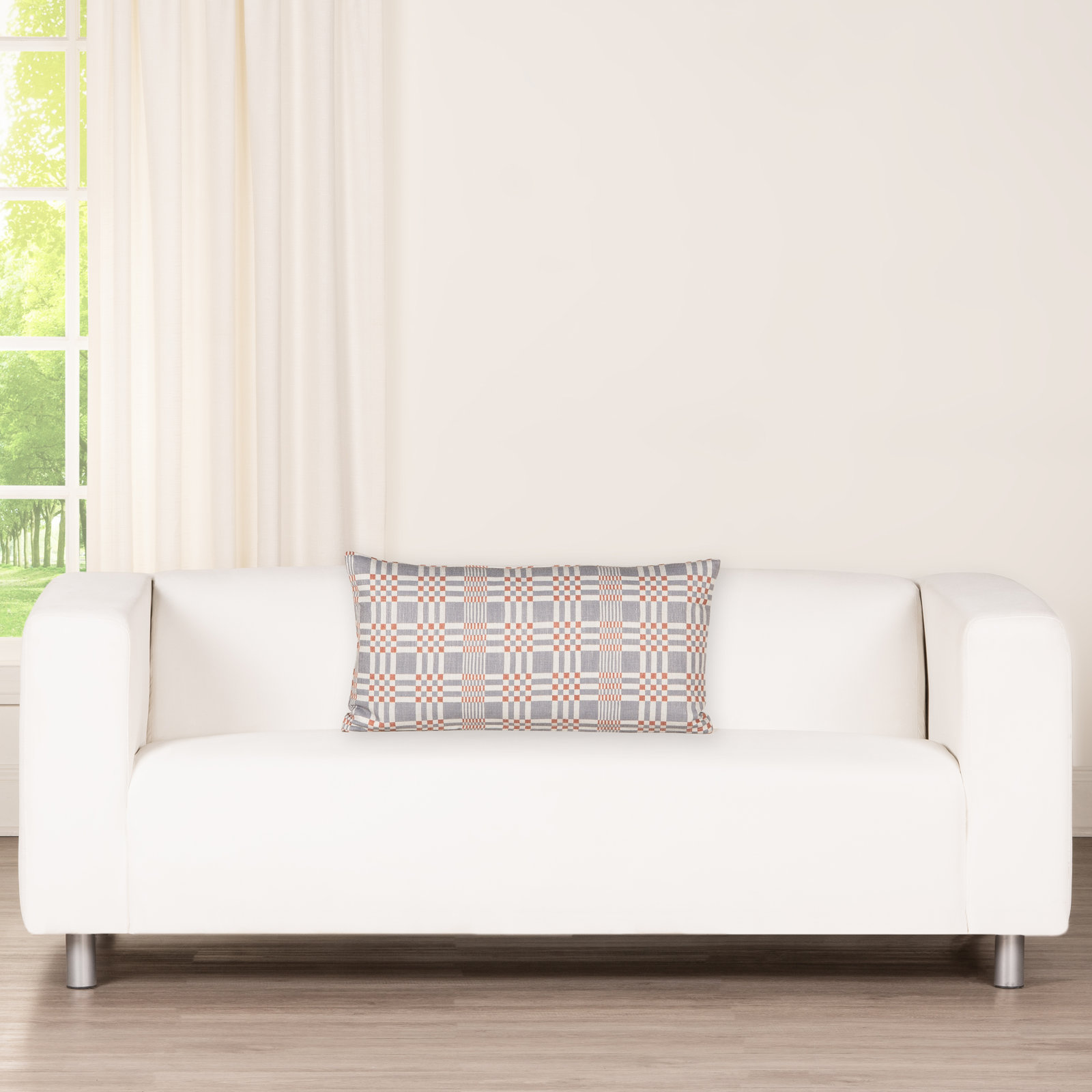 Modular Print Accent Pillow, Feather, Blue, Rectangle 14"H x 26"W