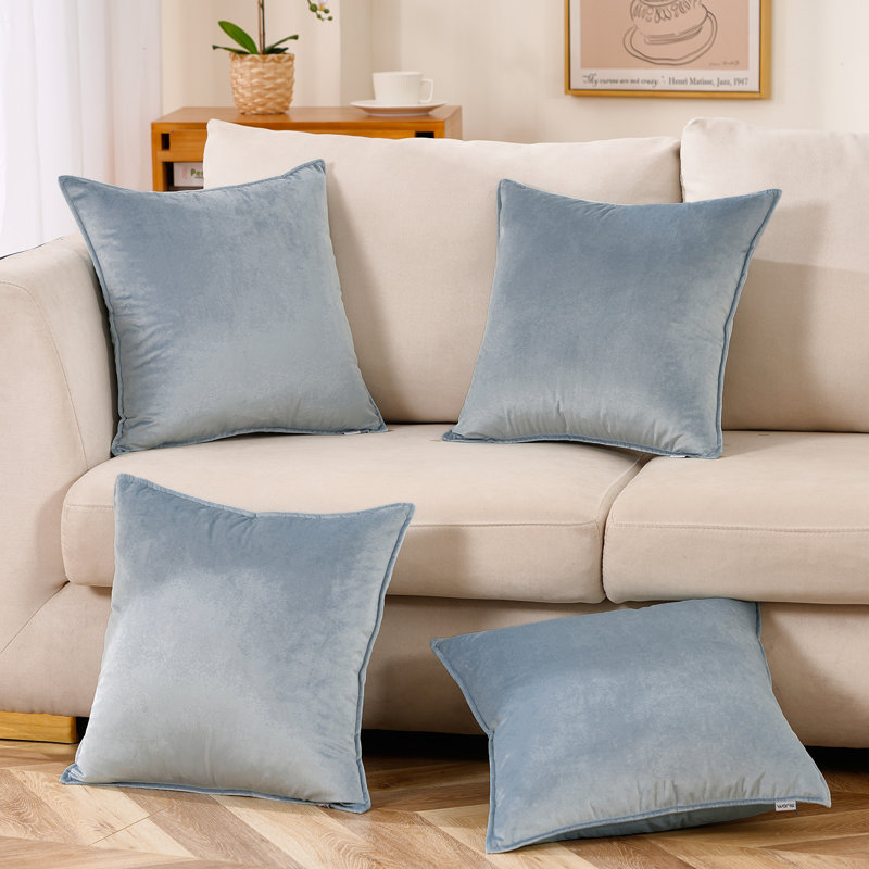 Velvet Reversible Throw Pillow, Water Blue