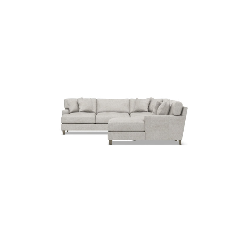 Bernhardt Mila 5-Piece Fabric Sectional, Light Gray Polyester, 33.5" H x 137" W x 107" D, Right Hand Facing