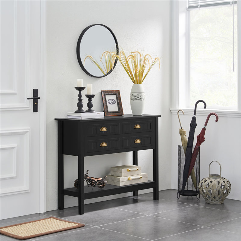 Aarika  39.5'' W  Console Table With  4-Drawer, Black