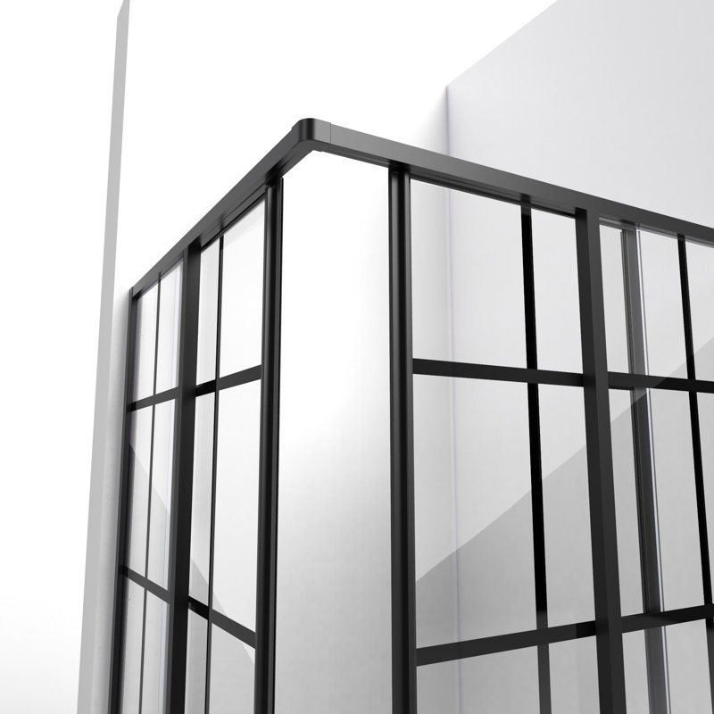 French Corner 36" W x 36" D x 74.75" H Framed Square Shower Kit, Matte Black