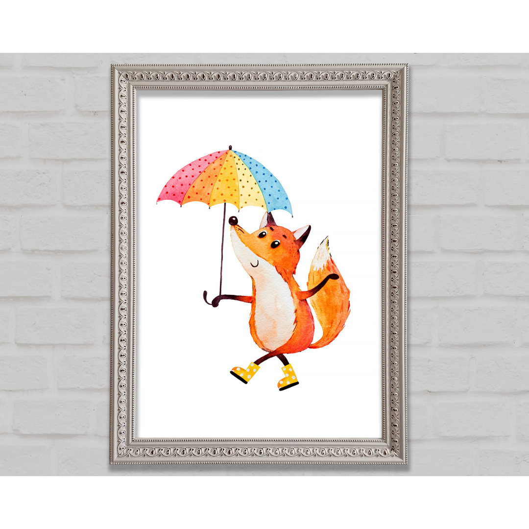 Foxy In The Rain - Einzelner Bilderrahmen Kunstdrucke