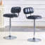Ensemble de 2 tabourets de bar à hauteur ajustable, revêtement en similicuir noir avec base et repose-pieds chromés, tabourets modernes et confortables
