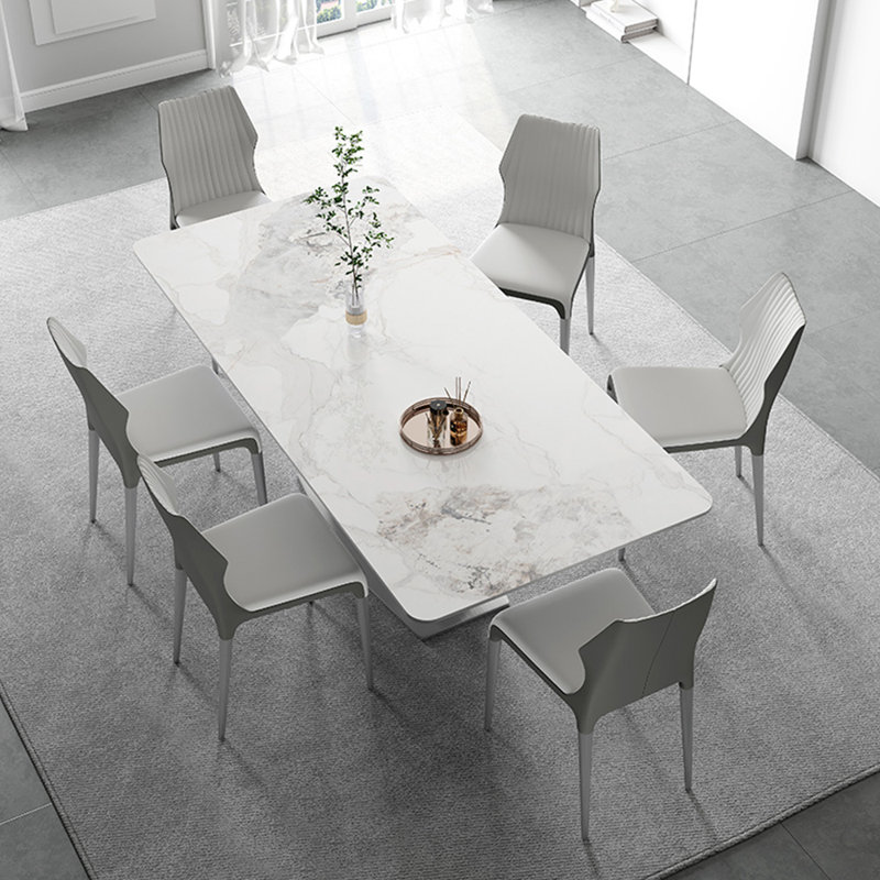 Light luxury high-end rectangular dining table set, 29.5"H x 59"L x 31.5"W
