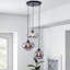 Luminaire suspendu en grappe 3 lumières avec globes en verre fumé Keymiah