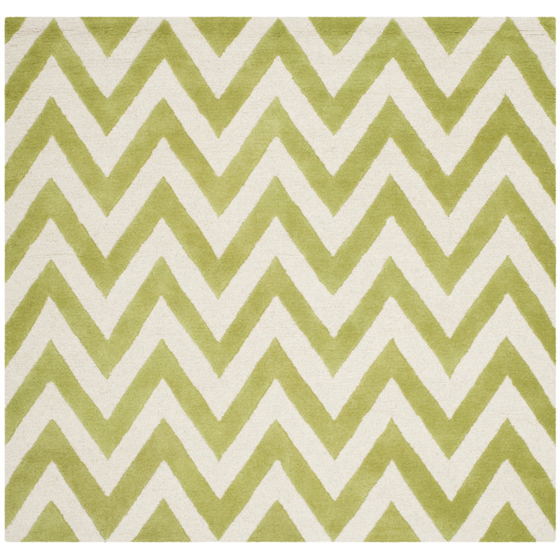Sanyla Hand Tufted Wool Chevron Rug, Square 6'