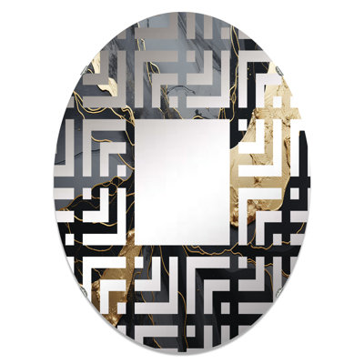 Minimalisme chrome noir et or Poteries - Miroir décoratif labyrinthe MIR107291 O