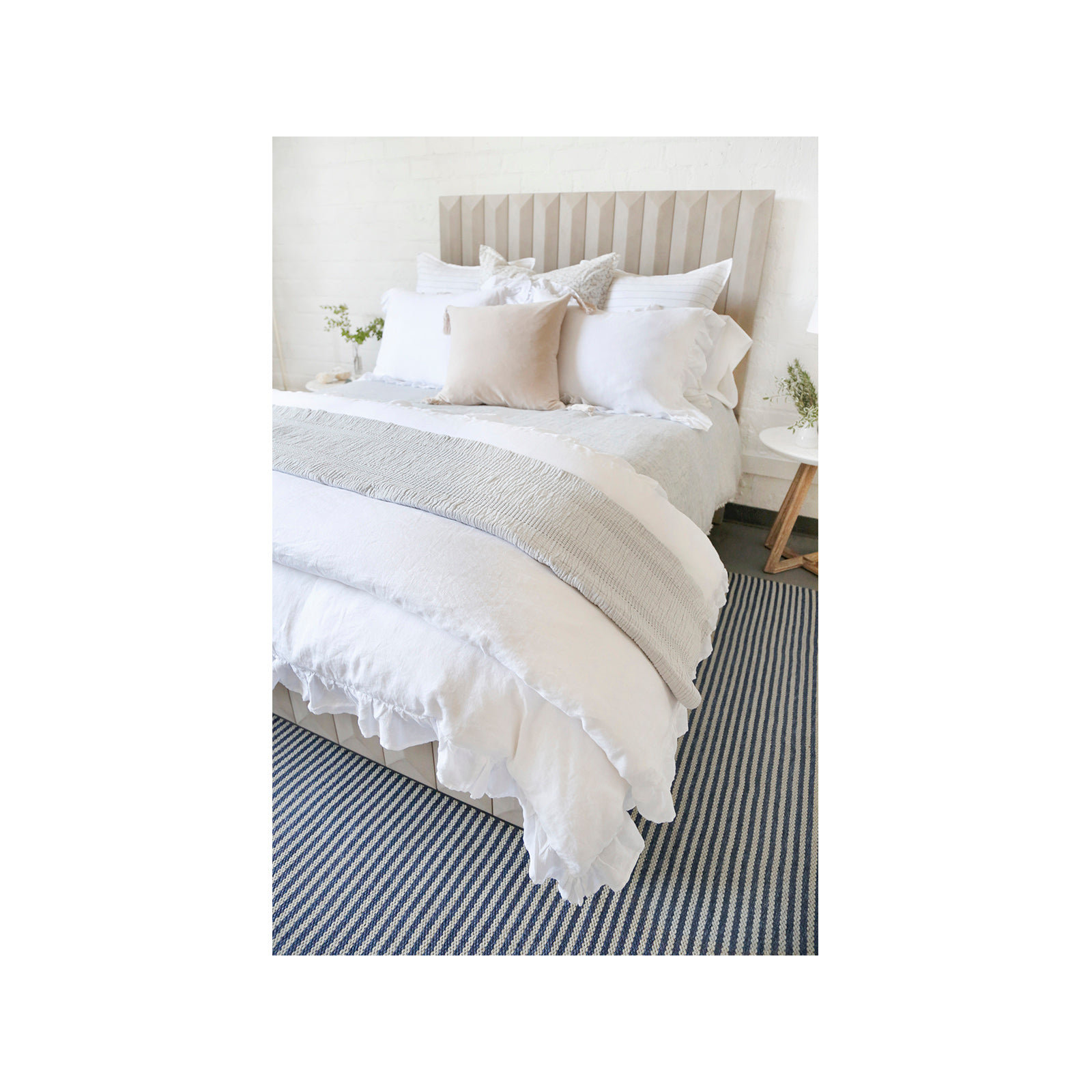Nantucket Cotton Hand Woven Throw Blanket, Twin, Gray