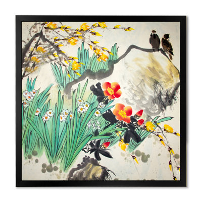 Peinture traditionnelle chinoise d'oiseaux - Art mural sur toile traditionnel