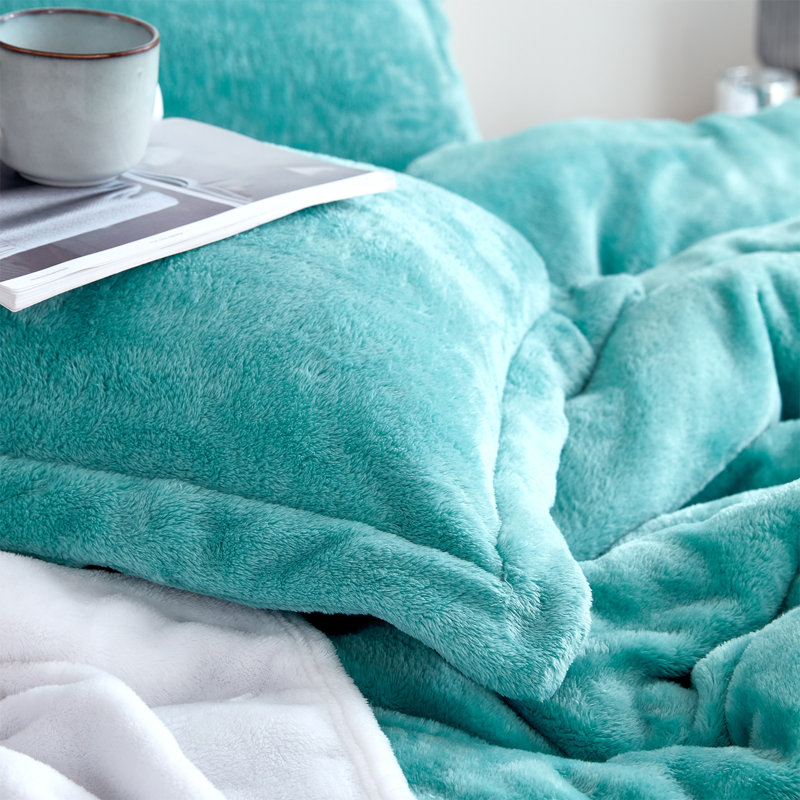 Me Sooo Comfy Coma Inducer Oversized Comforter Set, Dusty Turquoise, Twin Extra Long Comforter + 1 Standard Sham