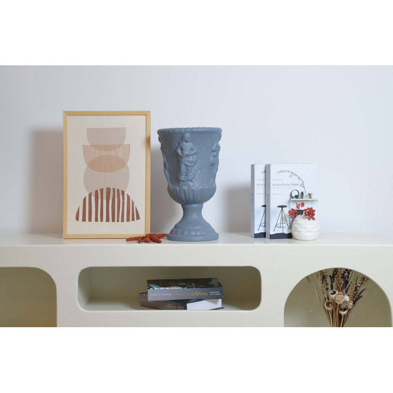 Élégant vase en céramique bleu gris, 9,1 x 9,1 x 15,7 pouces | 100% céramique durable, parfaite pour la décoration intérieure et les arrangements floraux | Pièce décorative élégante pour le salon, le bureau ou le vestibule