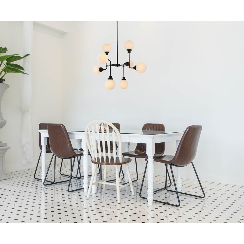 Luminaire suspendu géométrique spoutnik à 8 lumières Orla, Blanc givré, Noir