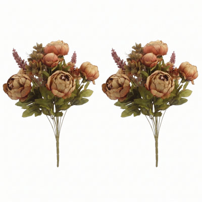 2 bouquets de pivoines artificielles, de pivoines en soie et d'hortensias pour la décoration de mariage - belle décoration florale
