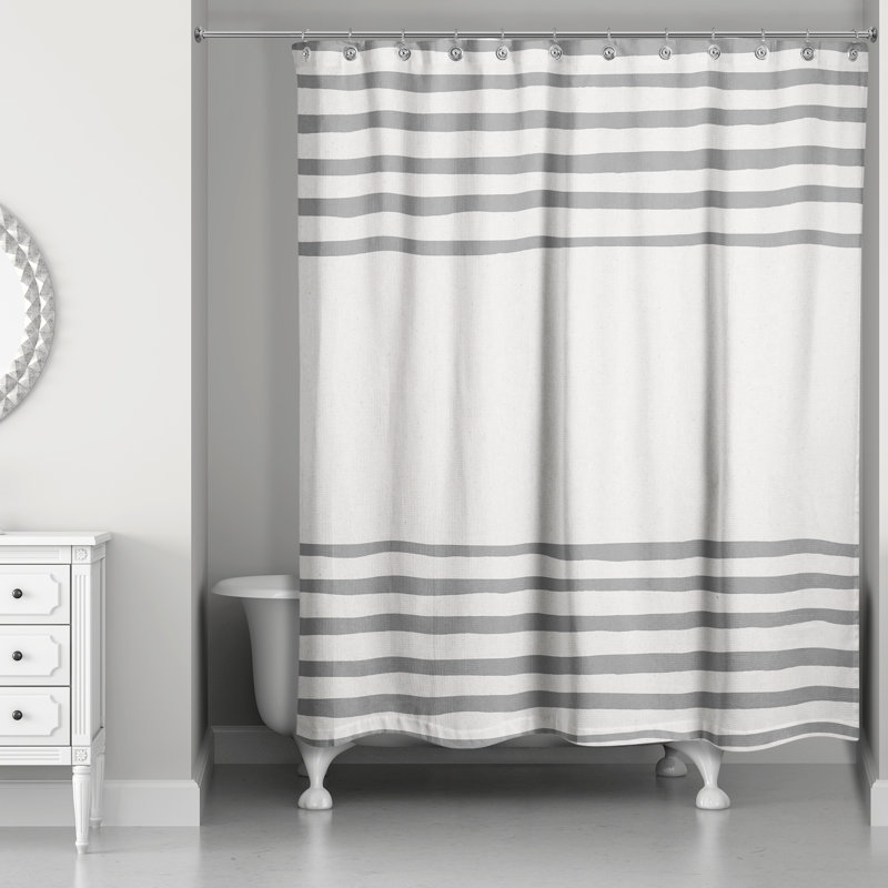 Rideau de douche simple à rayures Treutlen, Gris
