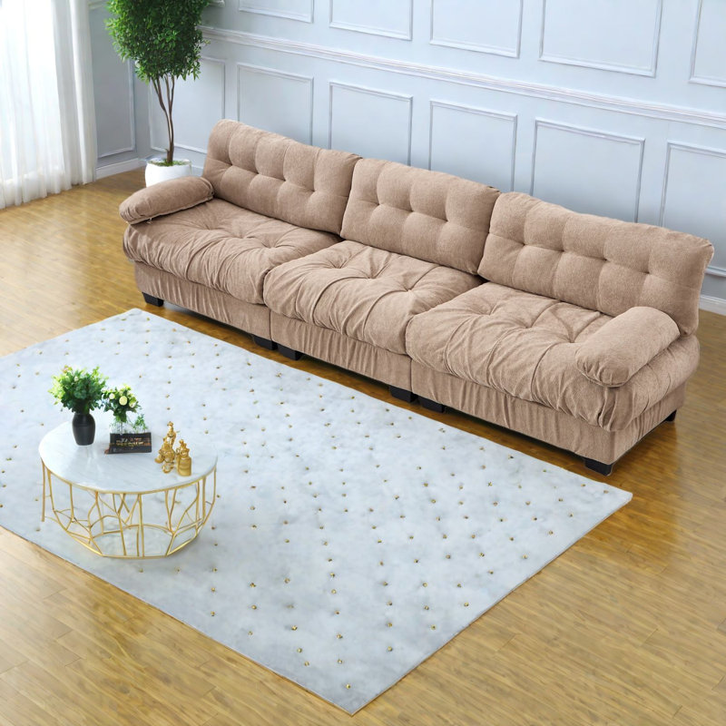Deep Seat Sectionals, Wood Frame Modern 123 Inch Sofa For Home Family