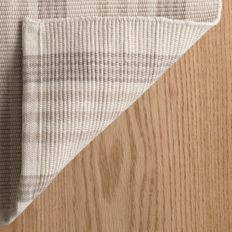 Putney Stripe Ivory Handwoven Cotton Rug, Rectangle 7'6" x 9'6"