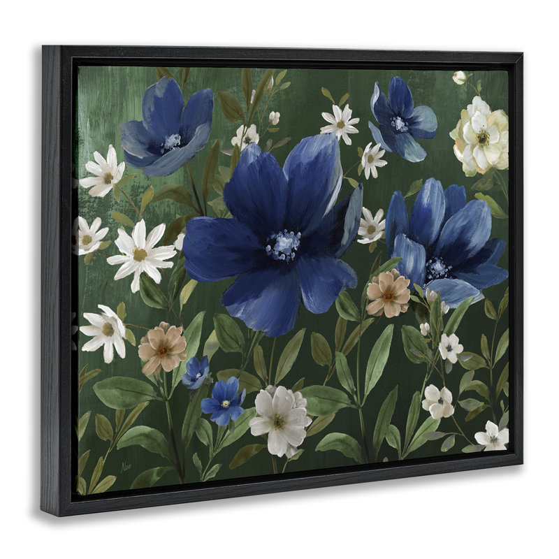 Floraison de fleurs dans la nature, Cadre flottant noir de jais, H 17 po x l 21 po