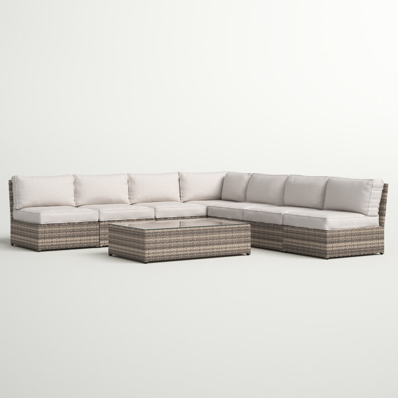 Barnett Wicker Fully Assembled 6 - Person Seating Group with Cushions