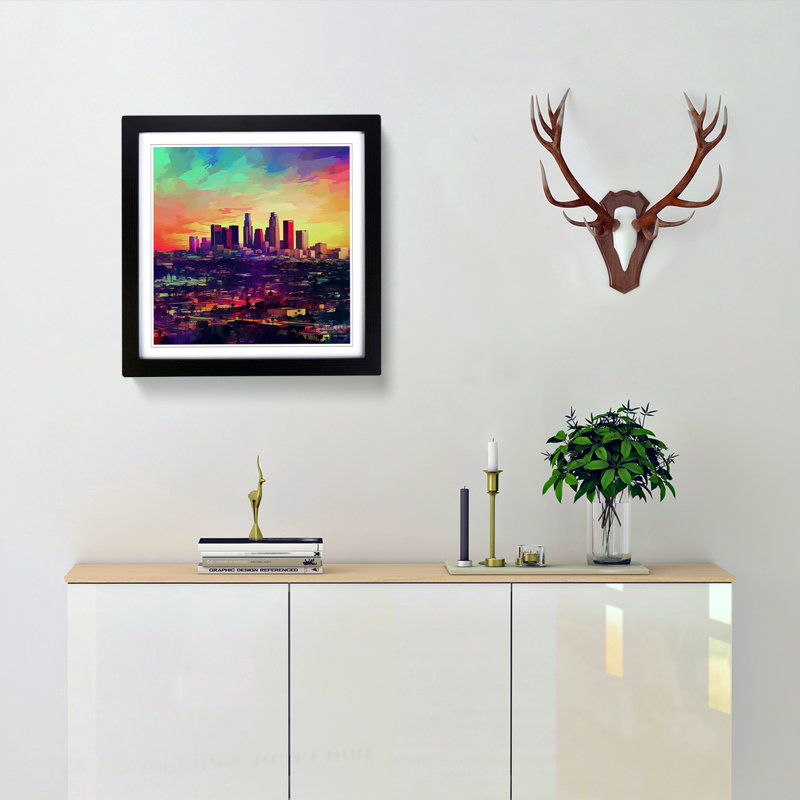City Of Los Angeles Digital - Framed Print, Black