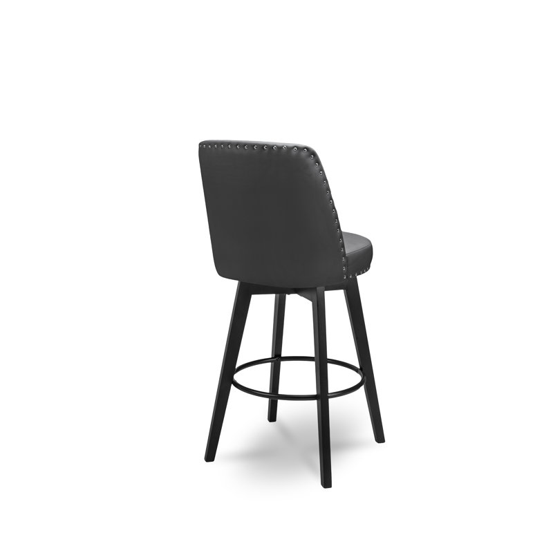 Gustavus Swivel Upholstered Counter Stool, Dark Gray, Bar Stool (30” Seat Height)
