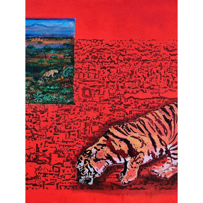 Un tigre affamé | Acrylique sur toile | Par Ramesh Talabathula