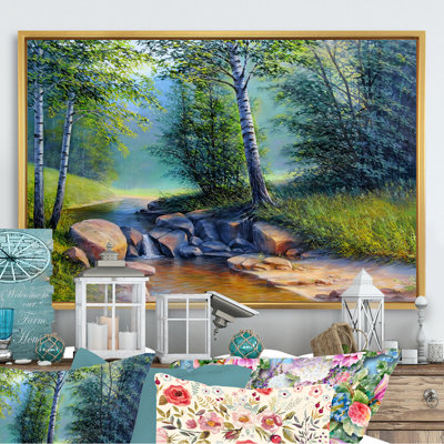 «River Bien qu'une forêt d'été», reproduction sur toile flottante