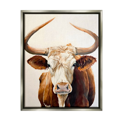Ba-506-Floater longhorn avec cornes courbées, reproduction d'art sur toile