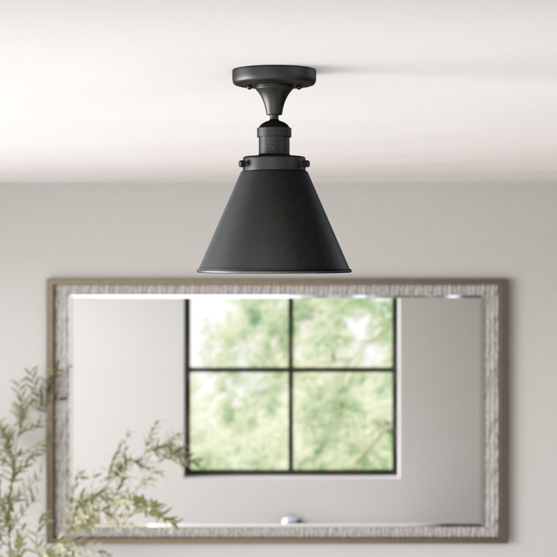 Plafonnier semi-encastré 8 lumières Donovan, Ampoule incandescente rétro de 60 watts, Laiton antique noir, Noir mat